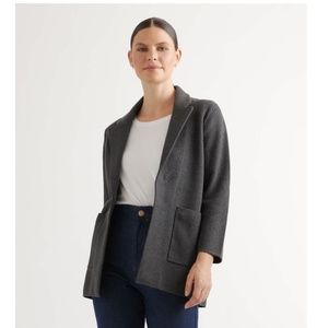 Quince 100% Organic Cotton Knit Blazer in Charcoal Large